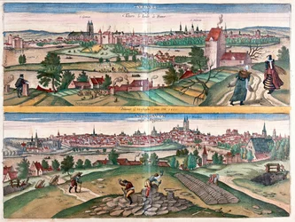 Tours- Angers, ogród Francji - w "Civitates Orbis Terrarum" Georga Brauna, Kolonia 1617 r.