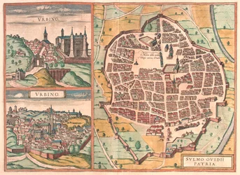 Urbino - Sulmona, Włochy - w "Civitates Orbis Terrarum" Georga Brauna, Kolonia 1617 r.