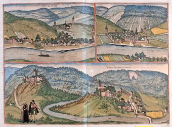 Zell, Berncastel, Manderscheid, Zell an der Mosel, Niemcy - w "Civitates Orbis Terrarum" Georga Brauna, Kolonia 1617 r.