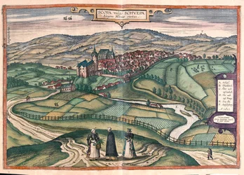 Zschopau, Niemcy - w "Civitates Orbis Terrarum" Georga Brauna, Kolonia 1617 r.