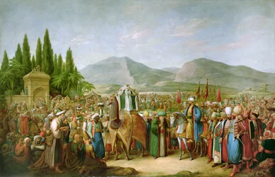 Emir Bechir Shihab II, władca Libanu, w hołdzie Ibrahimowi Paszy przed św.