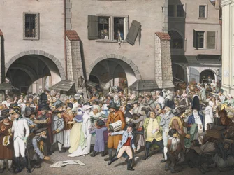 Tętniący życiem rynek, Praga, 1804