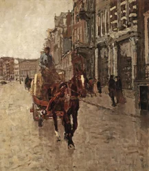 Rokin Westzijde: zaprzęg konny na Rokin, Amsterdam