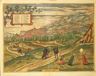 Mapa Granady z mapy świata autorstwa Georga Braun