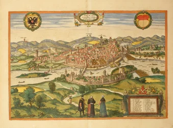 Mapa Halle an der Saale z Civitates Orbis Terrarum autorstwa Georga Braun