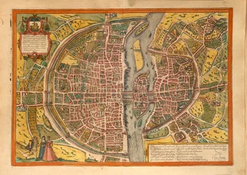 Mapa Paryża z miast świata autorstwa Georga Braun