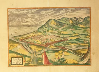 Mapa Pesaro z Miast Świata autorstwa Georga Braun