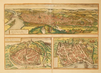Mapa Rouen, Nimes i Bordeaux z miast świata autorstwa Georga Braun