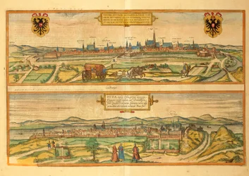 Mapa Wiednia i Budy z miast świata autorstwa Georga Braun