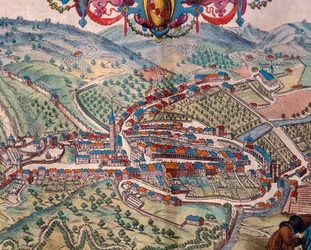 Widok Serravalle Scrivia, Georg Braun i Franz Hogenberg