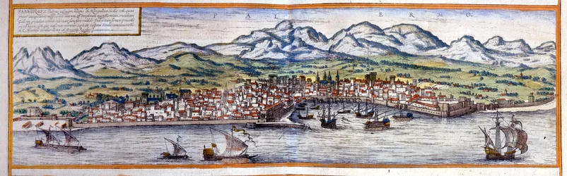 Widok z Palermo na Sycylii. Atlas Brauna i Hogenberga