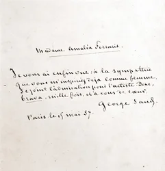 List George Sand (Aurore Dupin, Baronne Dudevant) (1804-1876) do Madame Amalii Ferraris, Paryż 19 marca