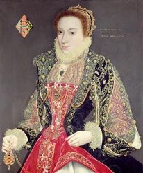Mary Denton, z domu Martyn, w wieku 15 lat w 1573 r. (olej na panelu)