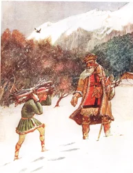 Dobry król Wacław, ilustracja z „Śpiewnika obrazkowego”, 1910