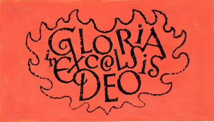 Gloria in Excelsis Deo, 1970s (indyjski tusz na przezroczystości na gwaszu na papierze)