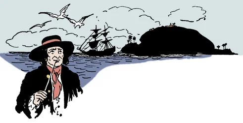 Reprezentacja Wyspy Żółwi na Morzu Karaibskim Ilustracja z „Księgi piratów chłopców”” George