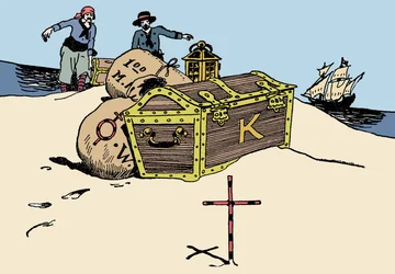 Transport skarbnika Ilustracja z „Księgi chłopca piratów i wielkich łazików morskich” George