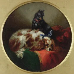 Blenheim Spaniel i Terrier, Obraz wg J.F. Śledzia (1795-1865)