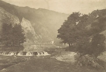 Wejście do Dove Dale, Derbyshire, lata 80. XIX wieku, druk 1888., lata 80. XIX wieku, druk 1888.