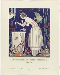 Gazette du Bon Ton, 1914 - nr 5, pl. 44: Oszałamiająca mała rybka (...) / Sukienka letnia (tytuł na obiekcie)
