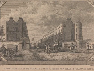 Devonshire Place i Wimpole Street, od New Road, St. Mary le Bone