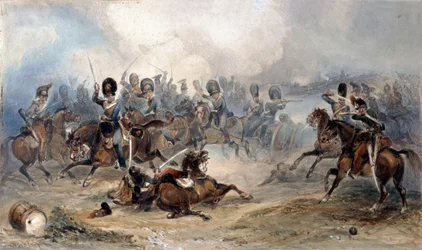 Kapitan Norman Ramsay z Royal Horse Artillery prowadzi galopem swój oddział przez armię francuską ku bezpieczeństwu w bitwie pod Fuentes de Oñoro, 1811