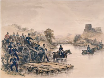„Artyleria królewska”, przeprawa przez rzekę, 1854 ok.