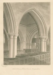 Wnętrze kościoła Weston-on-Trent: rysunek w sepii, 1841