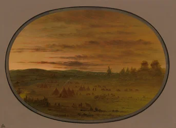 Obóz Indian o zachodzie słońca, 18611869.