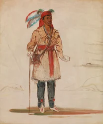 Ee-tów-o-kaum, obie strony rzeki, wódz plemienia, 1836.
