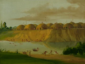 Wioska Hidatsa, pokryte ziemią loże nad rzeką Knife, 1810 mil powyżej St. Louis