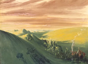 Indianie obozujący o zachodzie słońca, Upper Missouri