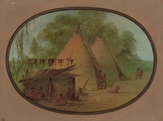 Wykonywanie grotów strzał krzemiennych - Apaczowie, 18551869.