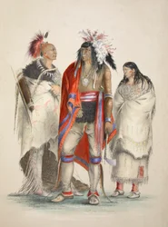 Indianie Ameryki Północnej, wyd. 1845 kolorowa litografia.