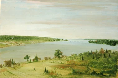 Sault Ste. Marie, Pokazuje garnizon Stanów Zjednoczonych w oddali, 1836-1837.