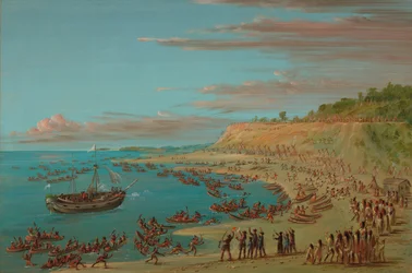 Gryf wchodzący do portu w Mackinaw. 27 sierpnia 1679, 18471848.