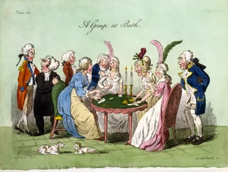 Grupa w Bath, 1796 (akwatinta ręcznie kolorowana)