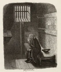 Fagin w celi skazańców, z „Przygód Olivera Twista” Charlesa Dickensa (1812-70) 1838, wyd. Chapman und Hall, 1901 (rycina)