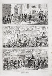Podróż Jacka z Newgate do Tyburn, ilustracja z „Jack Sheppard: A Romance” Williama Harrisona Ainswortha, opublikowana w 1839 r.