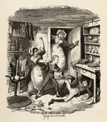 Oliver wyrywa ducha, z "Przygód Olivera Twista" Charlesa Dickensa (1812-70) 1838, opublikowane przez Chapman und Hall, 1901