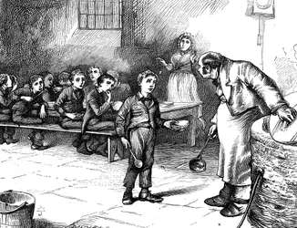 Scena z Olivera Twista autorstwa Charlesa Dickensa, 1871