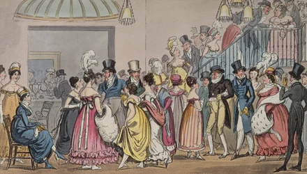 Tom i Jerry w Saloon w Covent Garden, z Life in London autorstwa Pierce Egan, 1821 (kolorowa akwatinta)