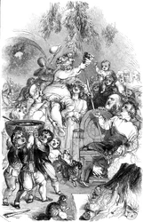 Bringing in Christmas - rys. William Harvey, 1845.
