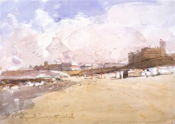 Na Tynemouth Sands (węgiel, ołówek i akwarela na papierze)