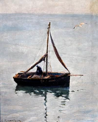 Reperowanie sieci, ok. 1910 (olej na płótnie)