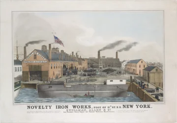 Nowość Iron works, Foot of 12th St. ER. New York. Stillman, Allen & Co., założyciel żelaza..., 1841-44.