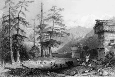 „Wioska Koghera i Las Deodar, w pobliżu Chóru”, 1838.