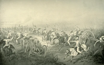 Indyjska artyleria konna galopująca do akcji, lata 50. XIX wieku, 1901.