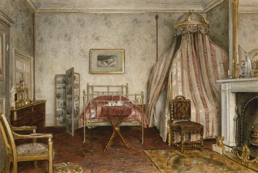 Widok sypialni, w której zmarł Napoleon III, Camden Place, Chislehurst, Kent, 1873