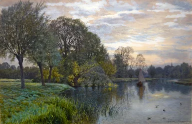Rzeka Great Ouse o zachodzie słońca